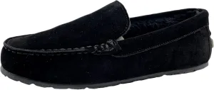 Clarks Mens Suede Moccasin Slippers Warm Cozy Indoor Outdoor Plush Faux Fur Lined Slipper For Men (10 M US, Black)