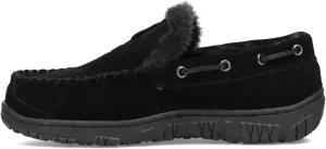 Clarks Venetian Suede Fur Lined Slip On Casual Loafer Moccasin Slippers (Black Premium Suede/Shearling, 8)