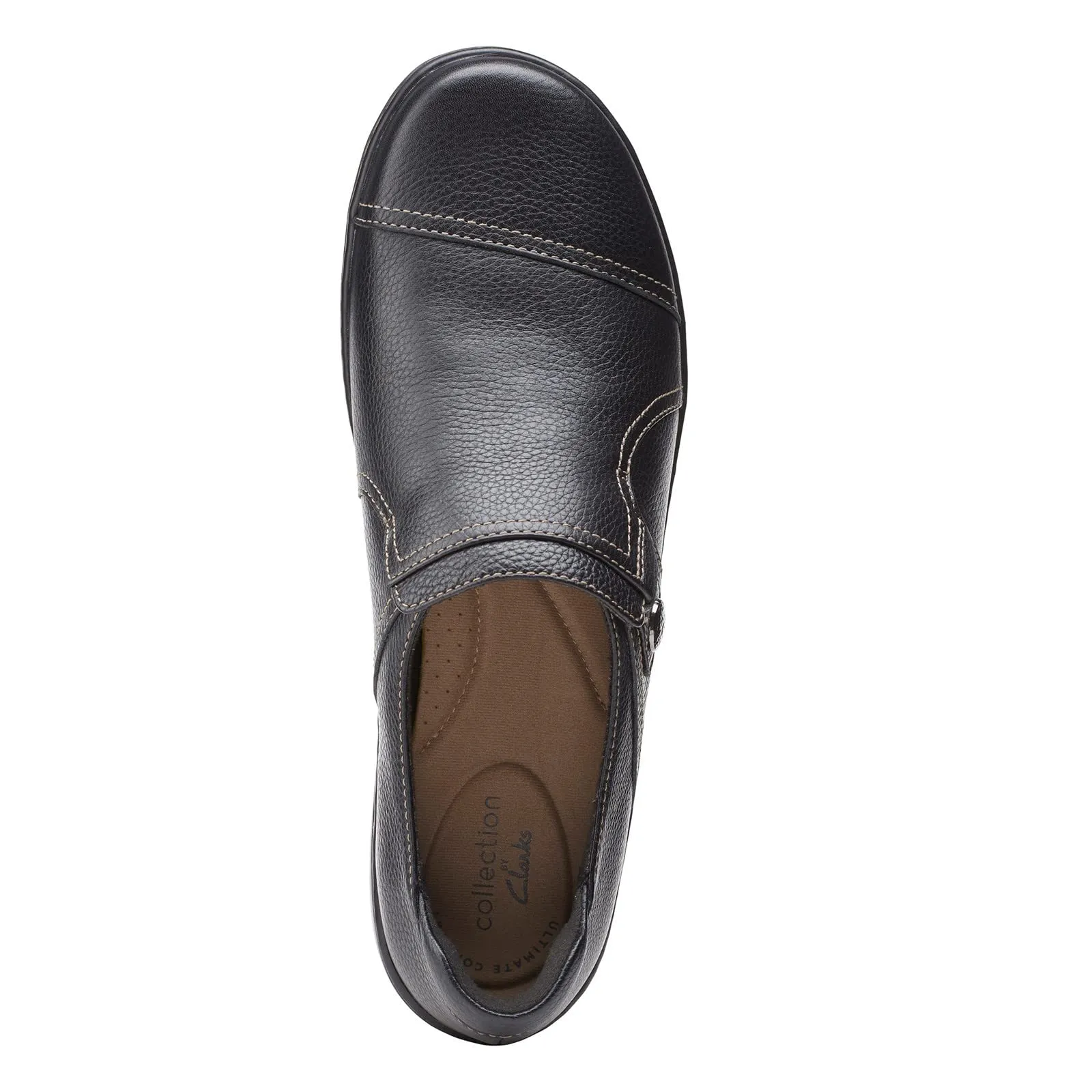 Clarks Women's Cora Poppy Loafer, Black Tumbled, 10