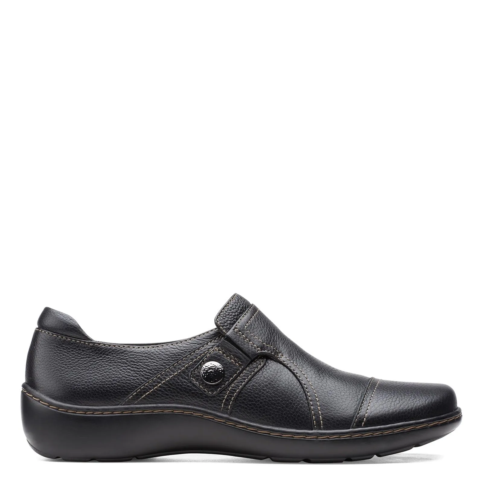 Clarks Women's Cora Poppy Loafer, Black Tumbled, 10