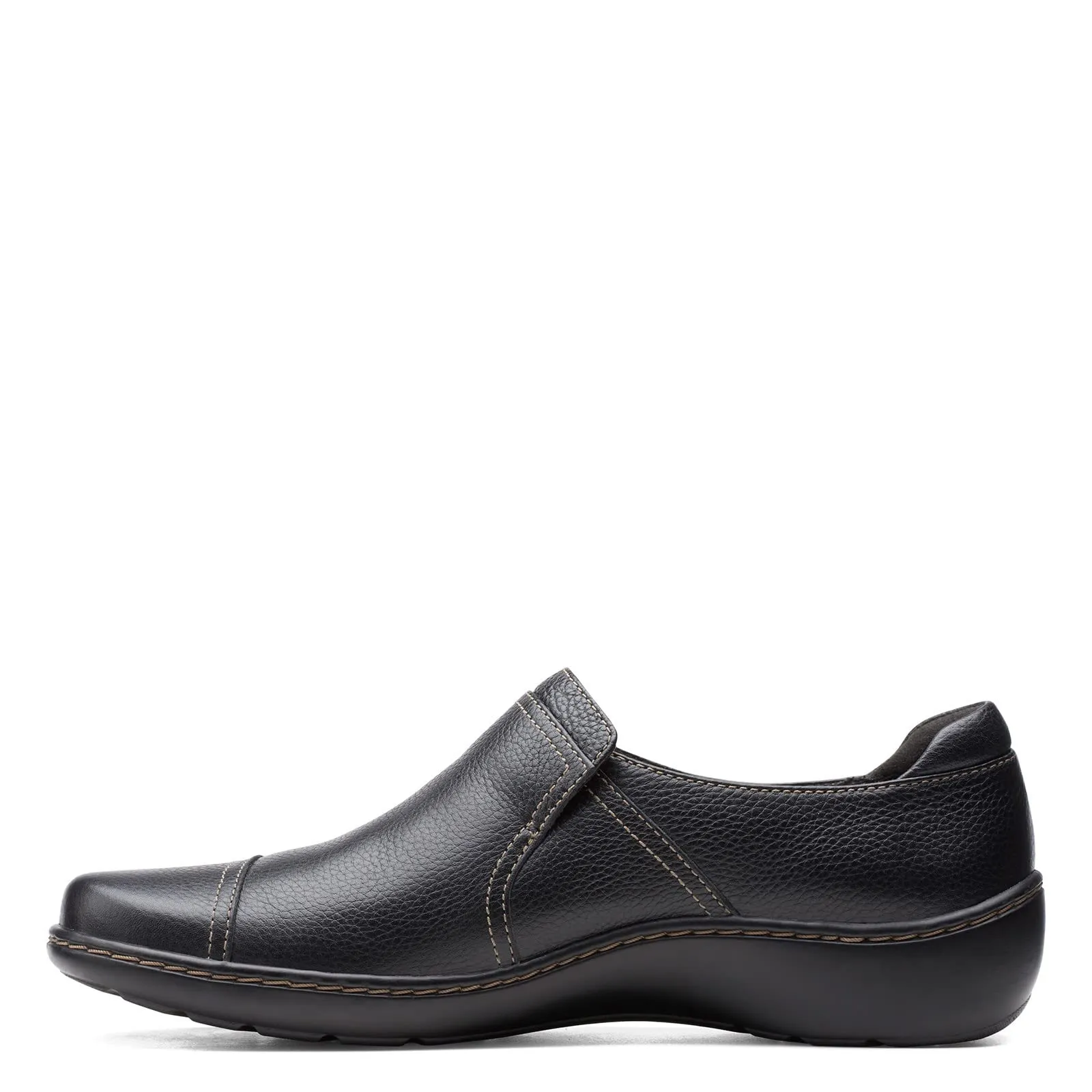 Clarks Women's Cora Poppy Loafer, Black Tumbled, 10