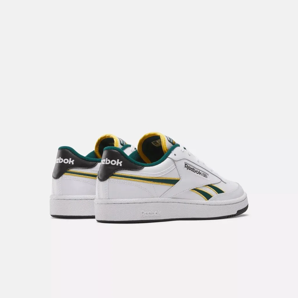 Club C Revenge Sneakers in White / Fierce Gold / Collegiate Green