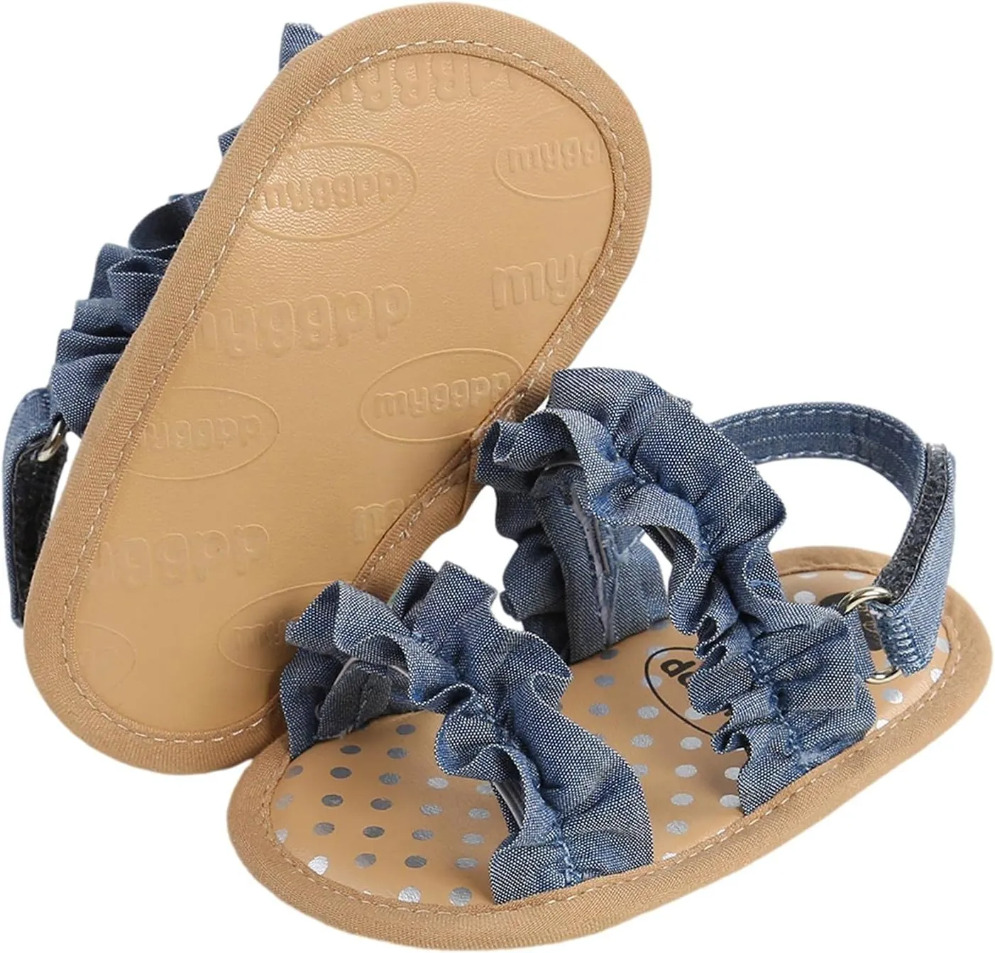 CoKate Baby Girls Sandals Ruffle Bowknot Premium Soft Sole Anti-Slip Open Toe Breathable Summer Outdoor First Walker Shoes Baby Sandals 0-3 months girls