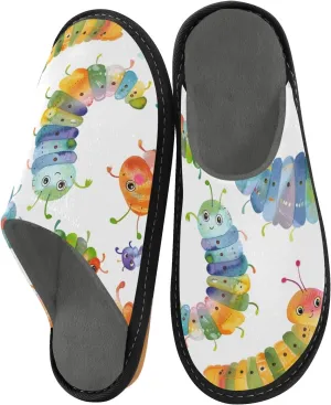 Colorful Caterpillar House Slippers, Non Slip Slippers for Women Men Warm Slippers House Shoes Indoor Outdoor Slippers