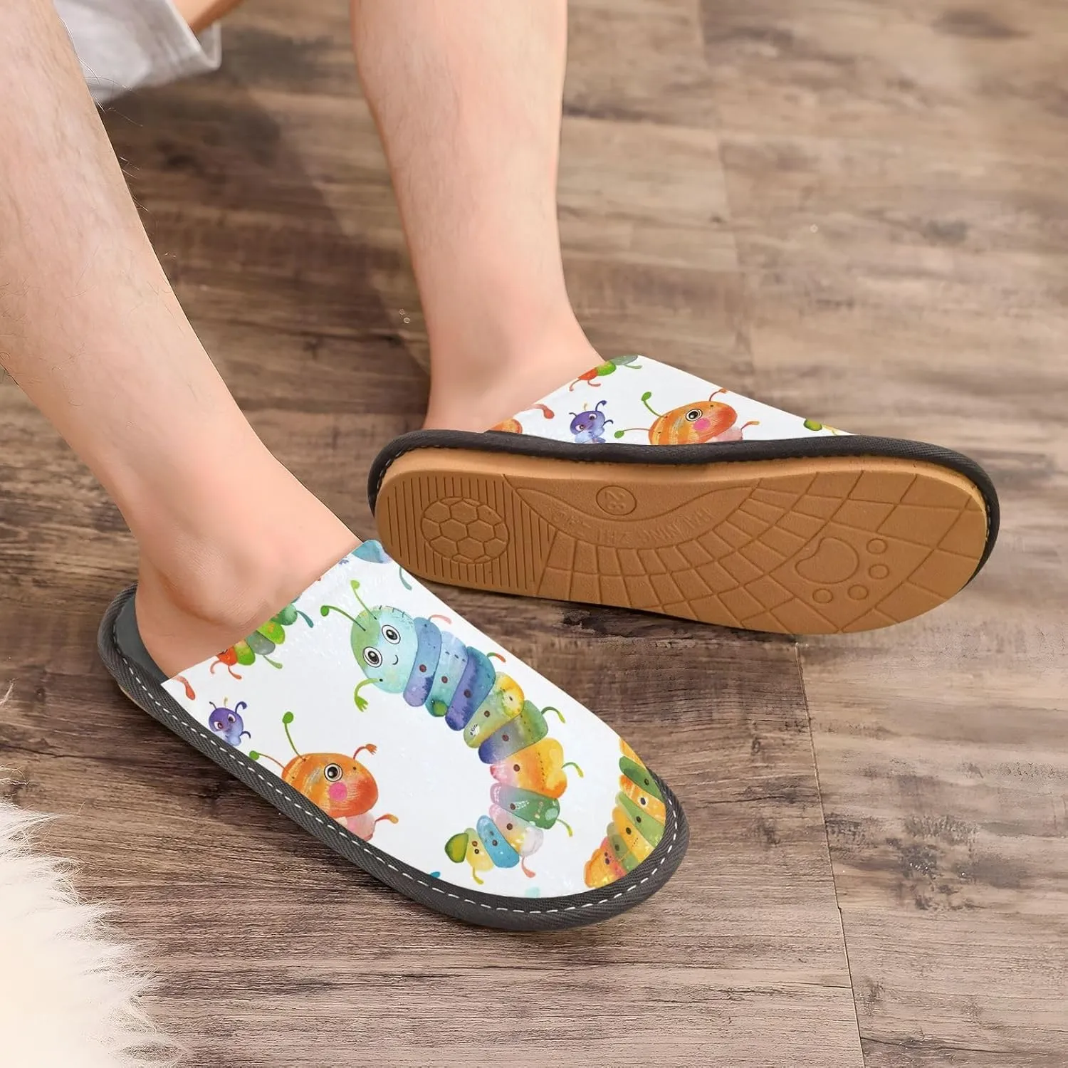 Colorful Caterpillar House Slippers, Non Slip Slippers for Women Men Warm Slippers House Shoes Indoor Outdoor Slippers