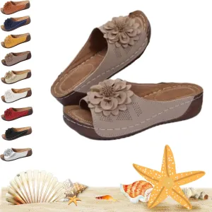 Comfortable Non-slip Solid Color Open-toe Wedge Sandals for Women, Summer Breathable Lightweight Arch Support Slippers