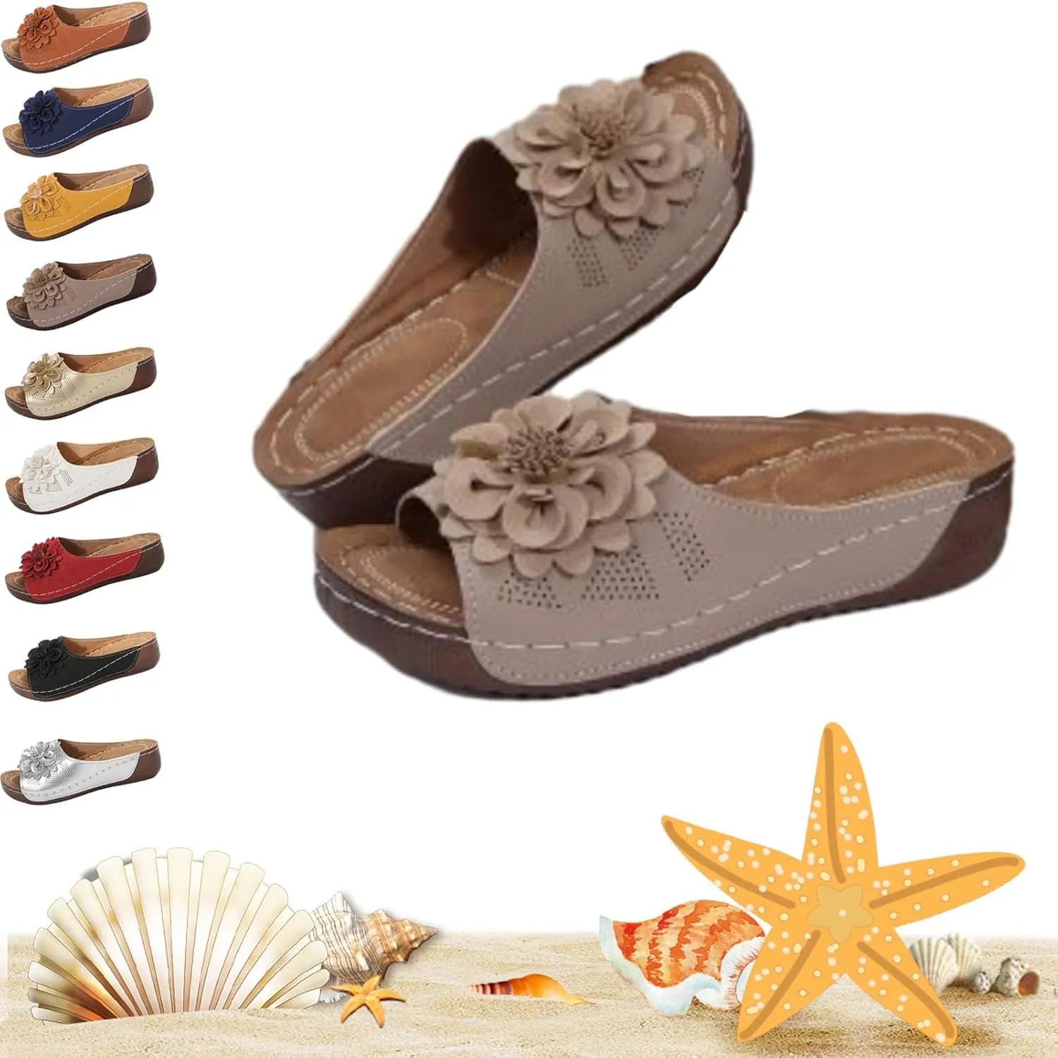 Comfortable Non-slip Solid Color Open-toe Wedge Sandals for Women, Summer Breathable Lightweight Arch Support Slippers