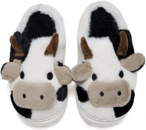 Cow Cartoon Slippers For Women Indoor And Outdoor Mens House Cute Fuzzy Keep Warm Animal Cloud Slides Winter Soft Comfy Warm Anti-Slip Home Slippe