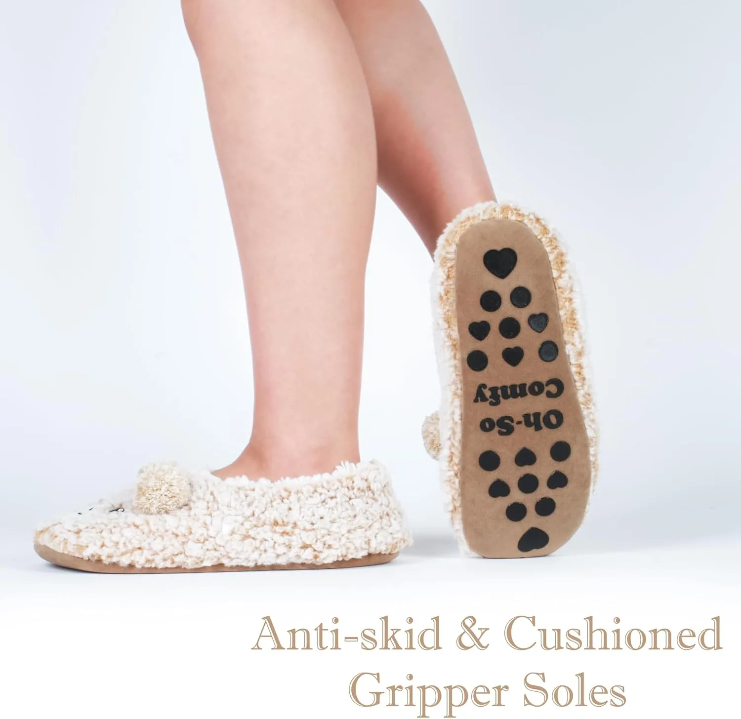 Cozylook Cute Animal House Slippers - Fuzzy Warm Bedroom Slipper Socks Non-Slip Grippers with Funny Face Designs, Fun Christmas Gifts Unique
