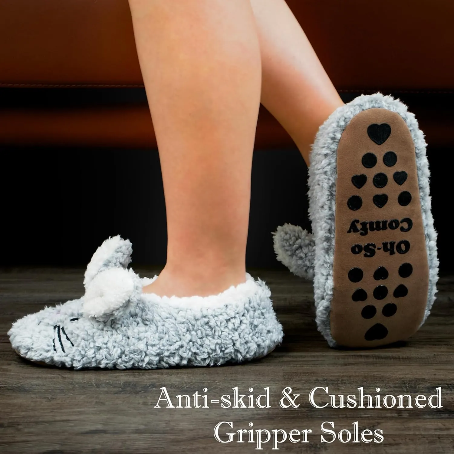 Cozylook Cute Animal House Slippers - Fuzzy Warm Bedroom Slipper Socks Non-Slip Grippers with Funny Face Designs, Fun Christmas Gifts Unique