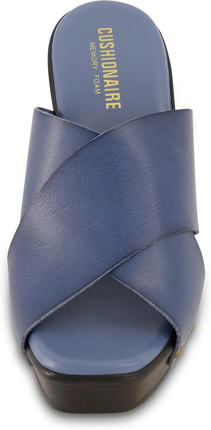 CUSHIONAIRE Women's Kamari Faux Wood Sandal with Memory Foam Padding, Wide Widths Available