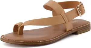 CUSHIONAIRE Women's Lennox toe loop sandal  Memory Foam, Wide Widths Available