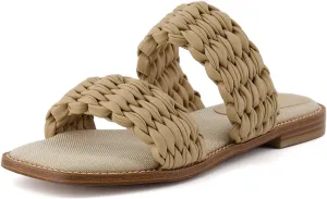 CUSHIONAIRE Women's Vibe braided two band sandal  Memory Foam, Wide Widths Available