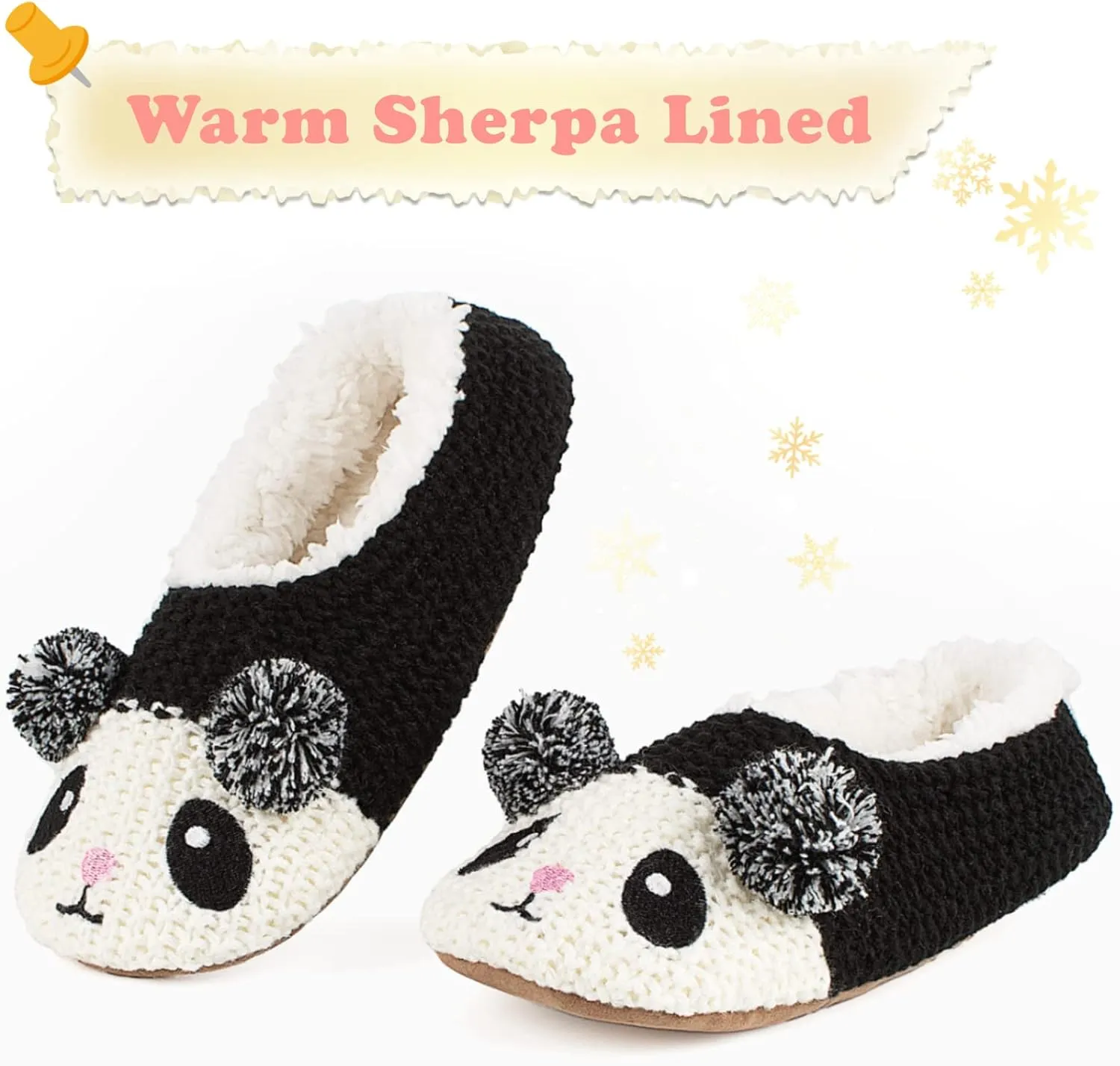 Cute Animal House Slippers, Warm Fuzzy Slipper Socks with Grippers Non Slip, Cozy Funny Gifts