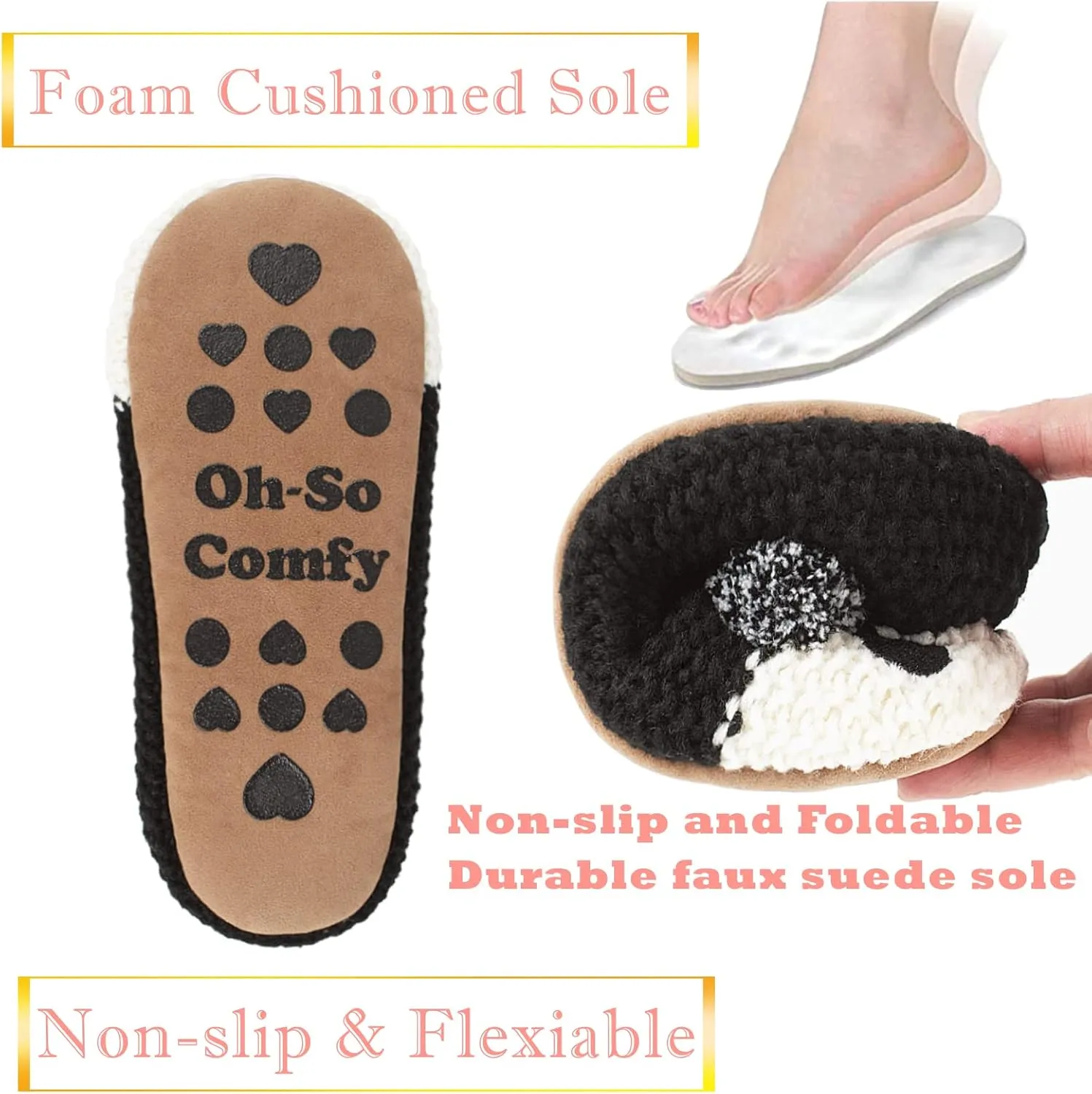 Cute Animal House Slippers, Warm Fuzzy Slipper Socks with Grippers Non Slip, Cozy Funny Gifts