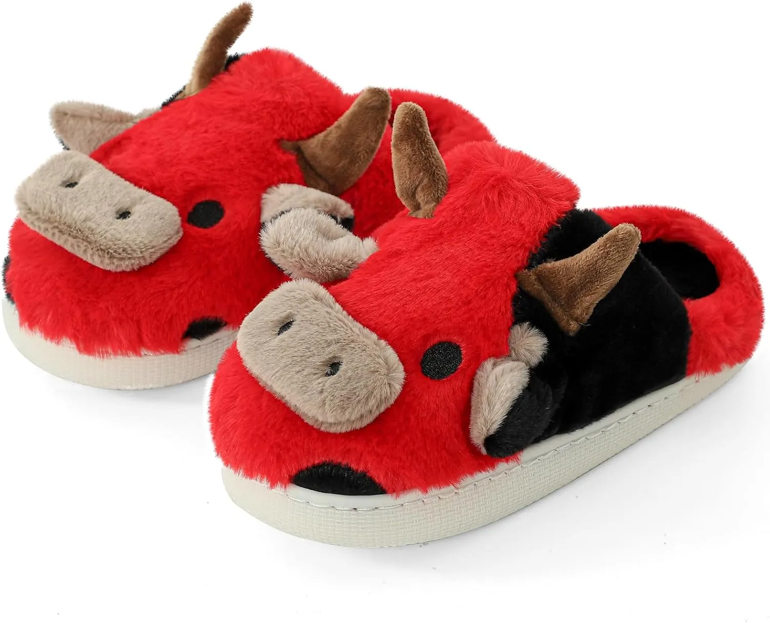 Cute Cartoon Cow Slippers for Girls Boys, Toddler Kids Animal House Slipper Warm Fuzzy Shoes with Memory Foam for Indoor Outdoor