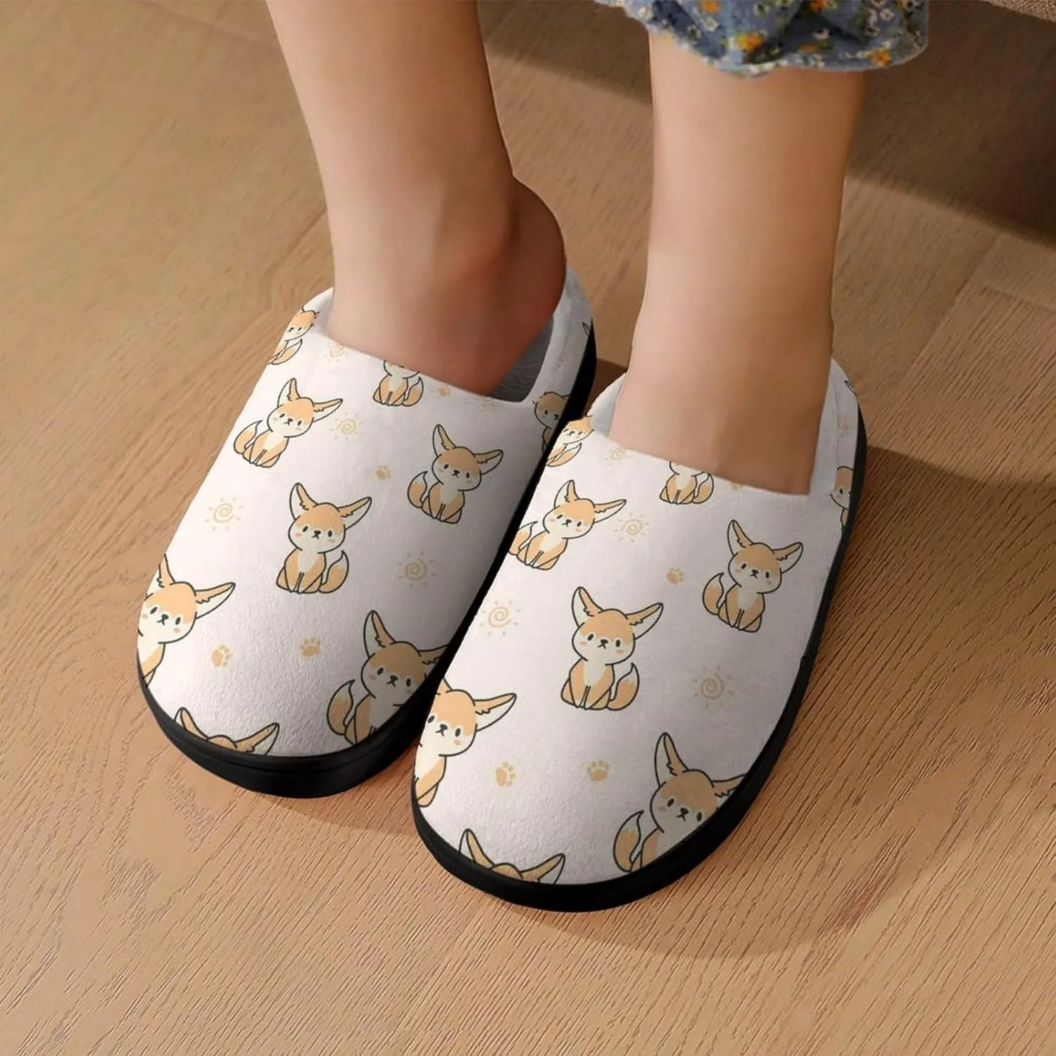 Cute Fennec Fox Cute Slippers For Girls Boys Anti Slip House Slipper Warm Shoes For Indoor Outdoor