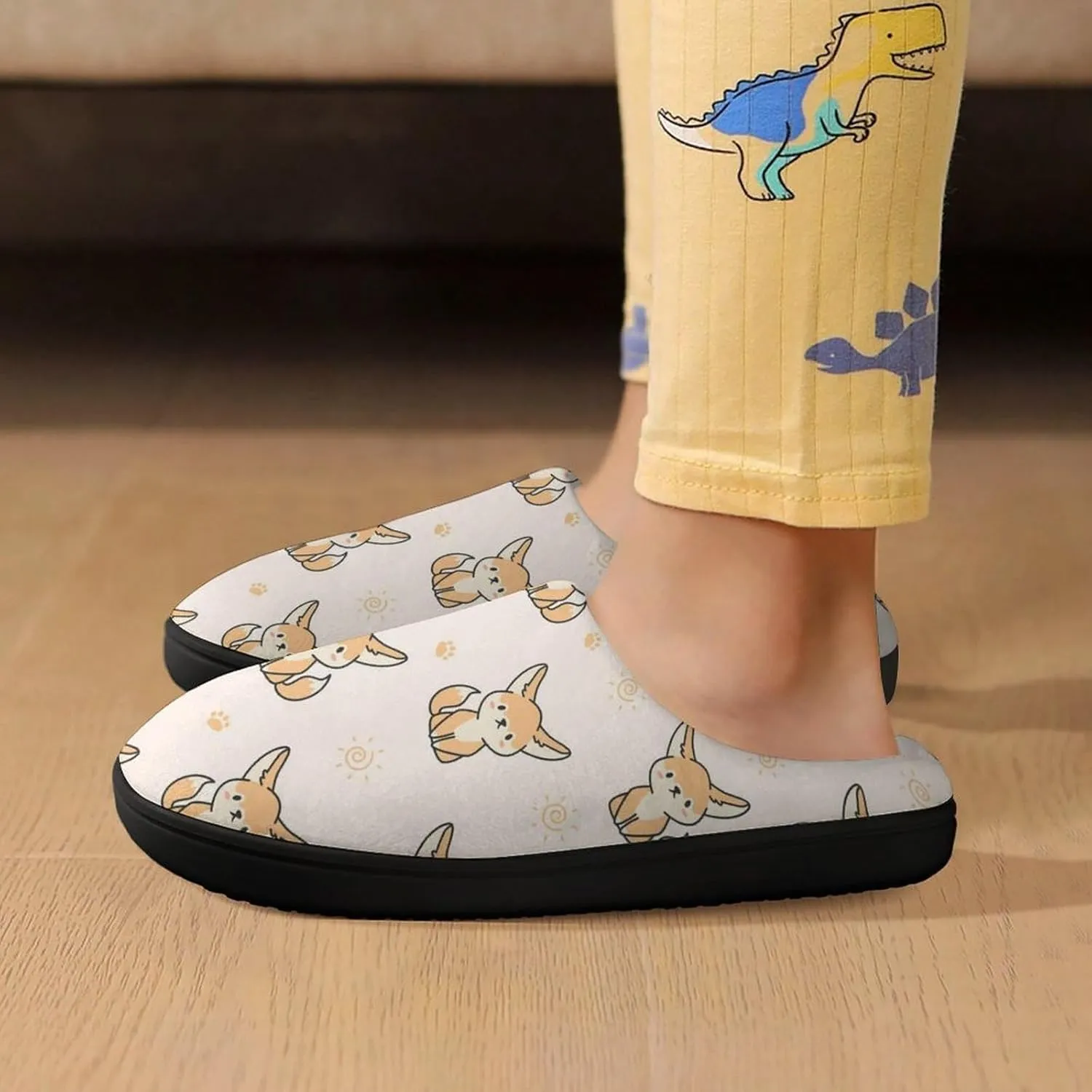 Cute Fennec Fox Cute Slippers For Girls Boys Anti Slip House Slipper Warm Shoes For Indoor Outdoor