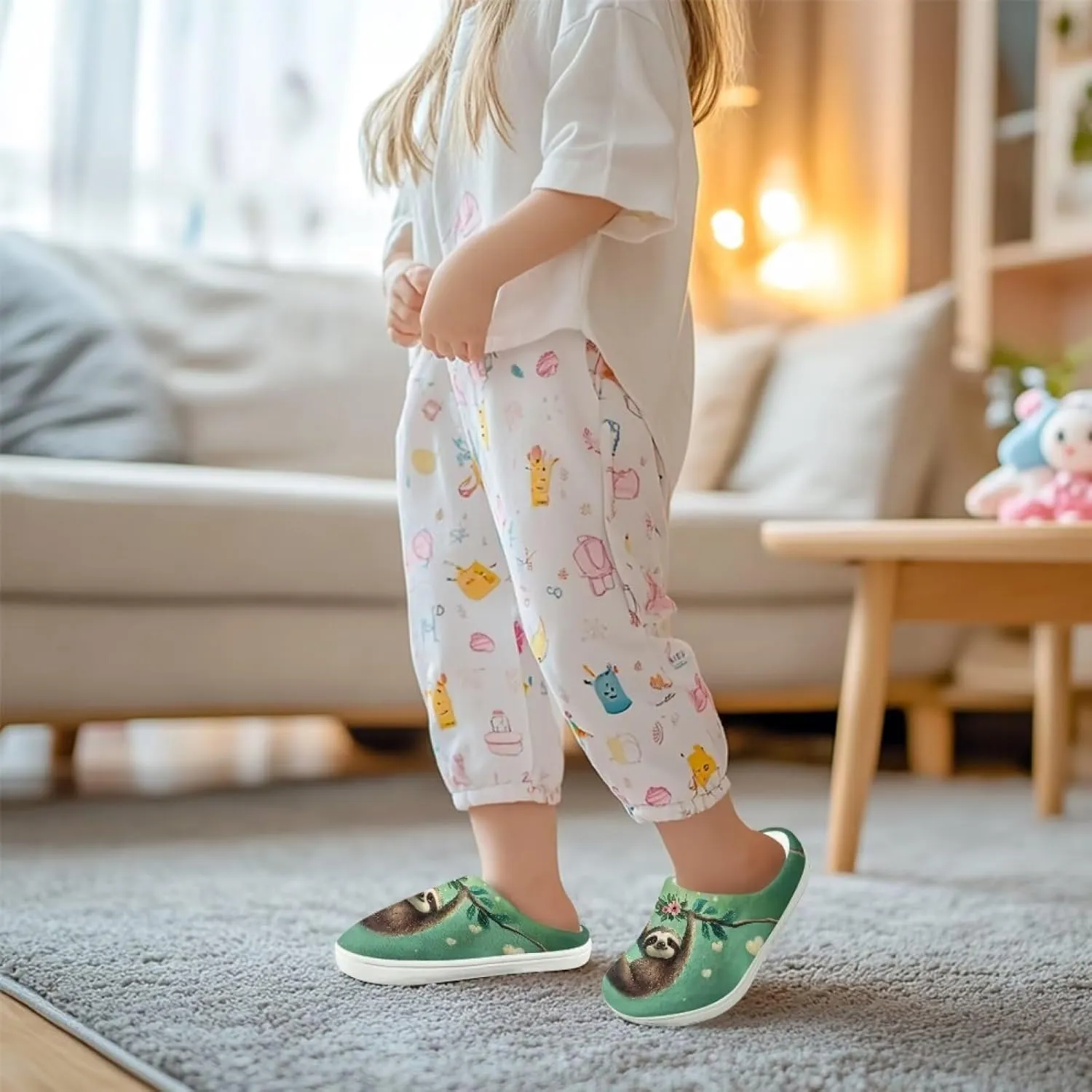 Cute Home Slippers for Girls, Printed Kids House Slippers for Boys, Non Slip Scuff Slippers for Indoor Outdoor