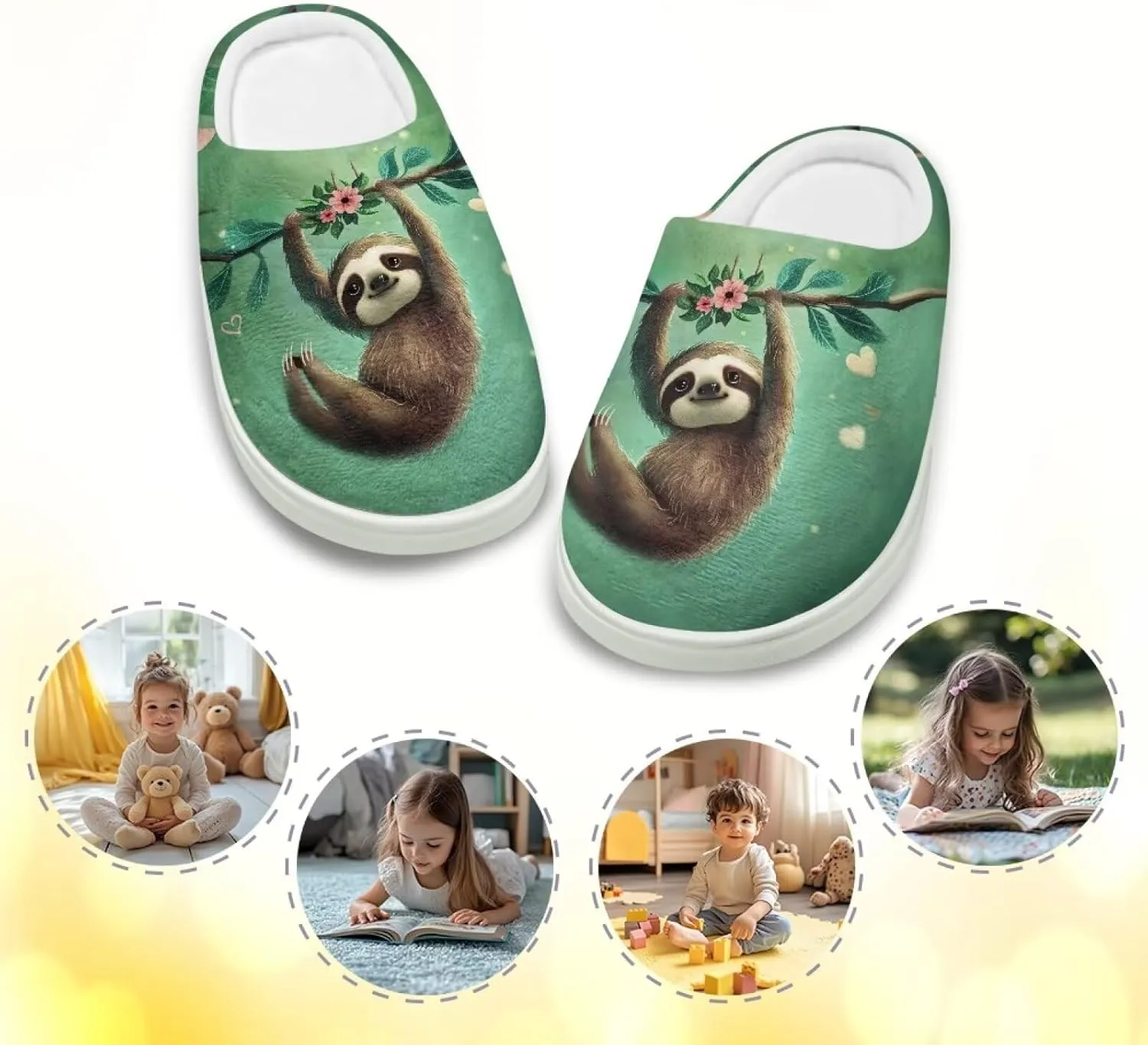 Cute Home Slippers for Girls, Printed Kids House Slippers for Boys, Non Slip Scuff Slippers for Indoor Outdoor