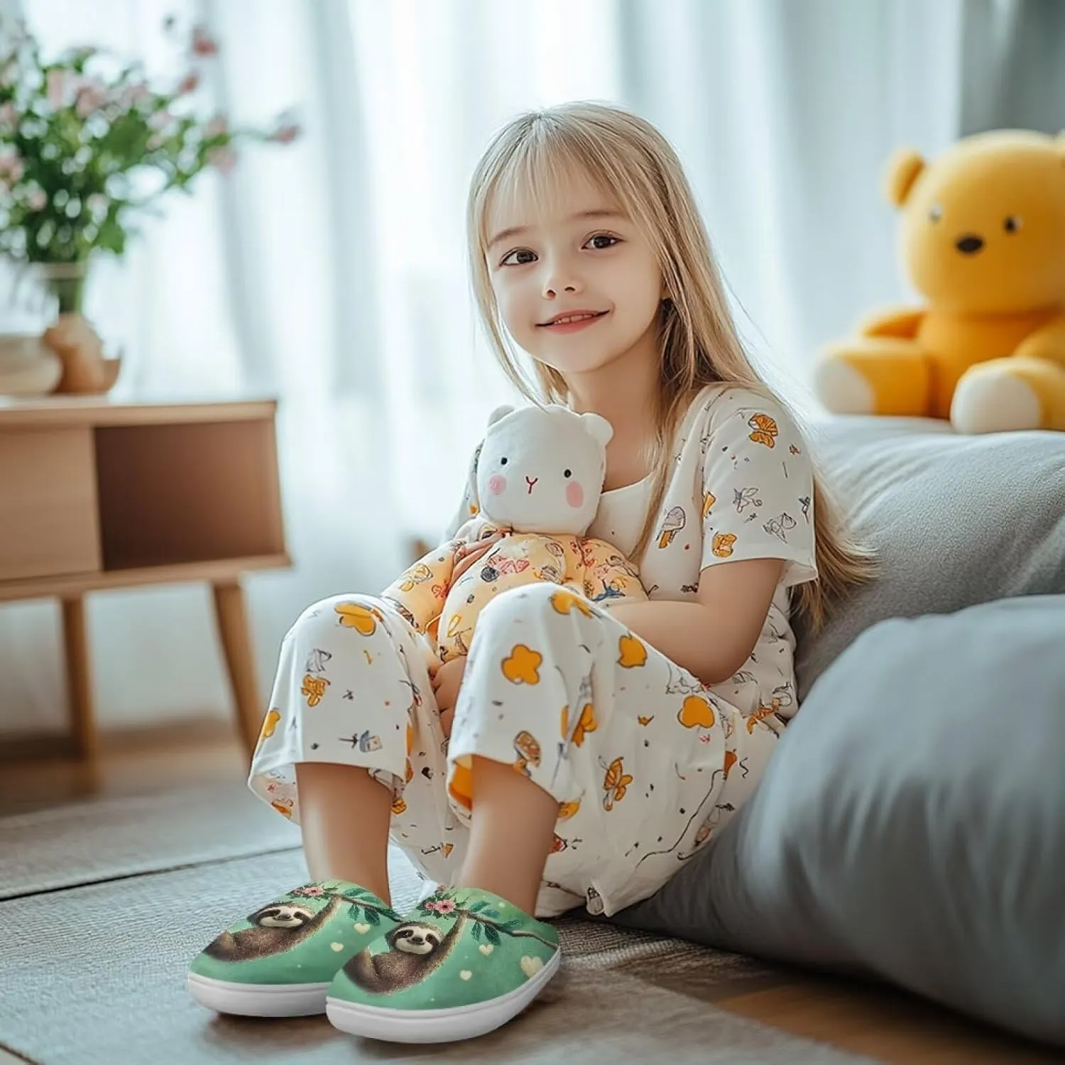 Cute Home Slippers for Girls, Printed Kids House Slippers for Boys, Non Slip Scuff Slippers for Indoor Outdoor