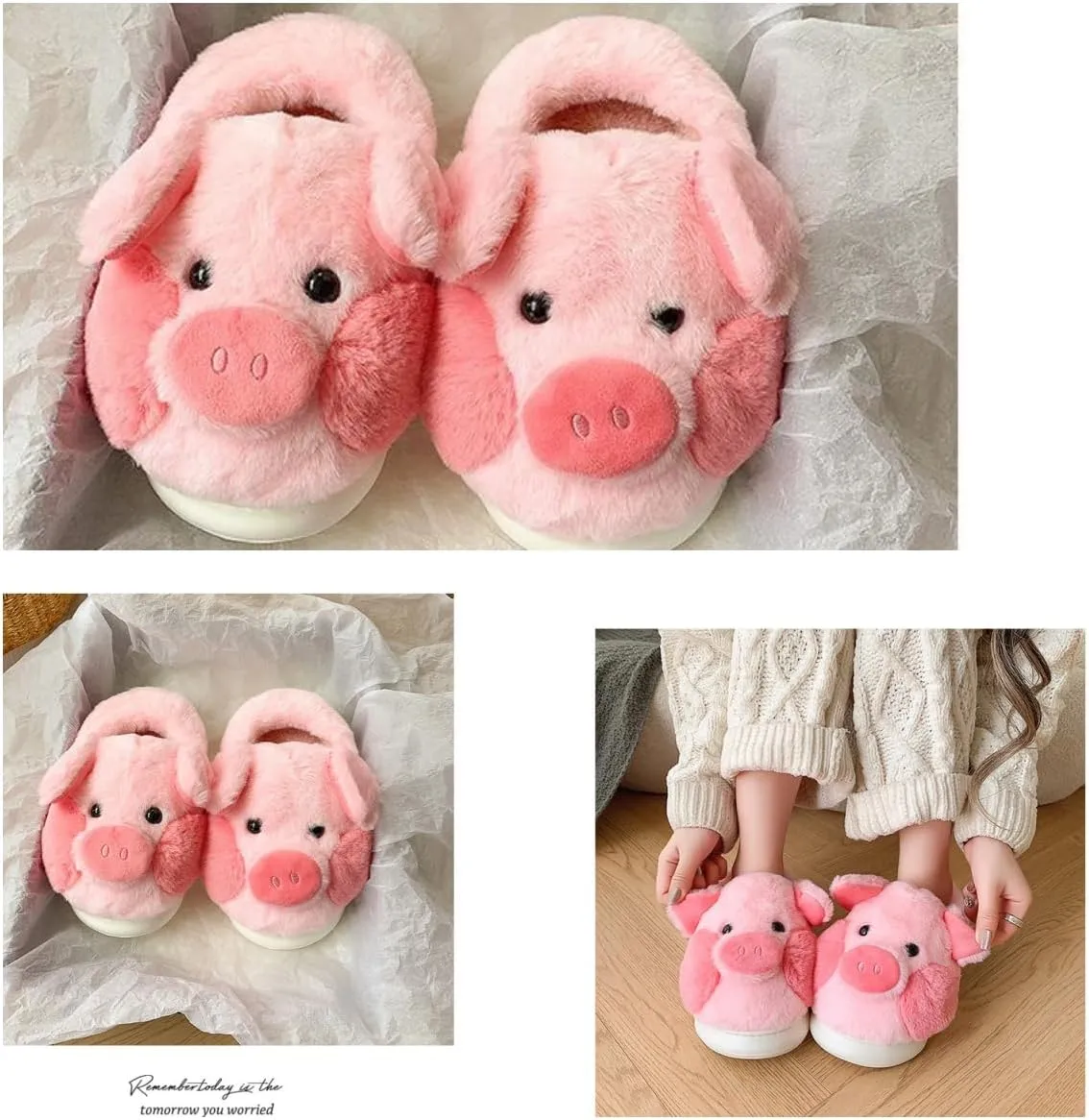 Cute pig slippers, animal plush slippers, winter Warm slippers, Women's party slippers, Men's Women's indoor outdoor slippers