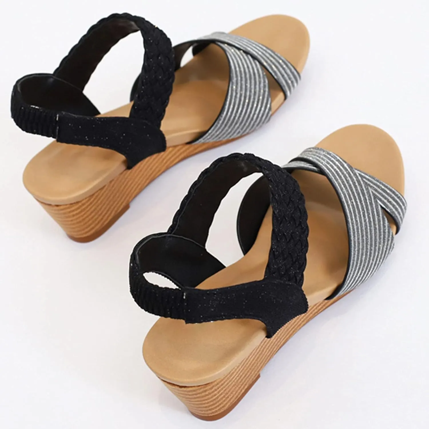 CYNLLIO Gladiator Sandals for Women Wedge Platform Roman Heel Sandals Open Toe Elastic Shoes