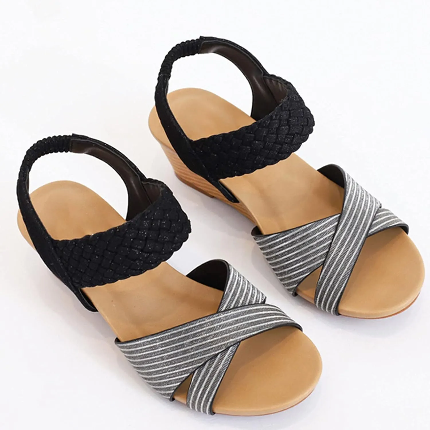 CYNLLIO Gladiator Sandals for Women Wedge Platform Roman Heel Sandals Open Toe Elastic Shoes