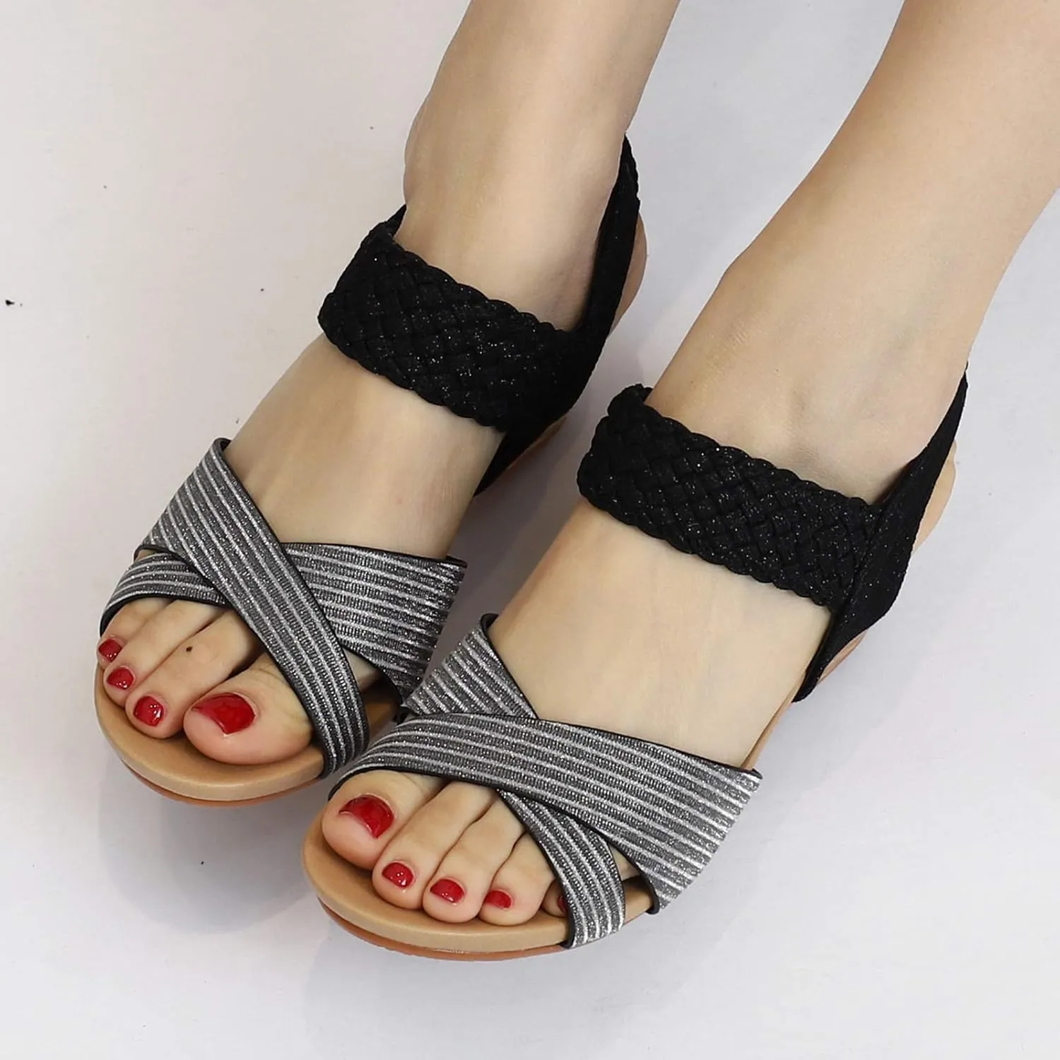 CYNLLIO Gladiator Sandals for Women Wedge Platform Roman Heel Sandals Open Toe Elastic Shoes