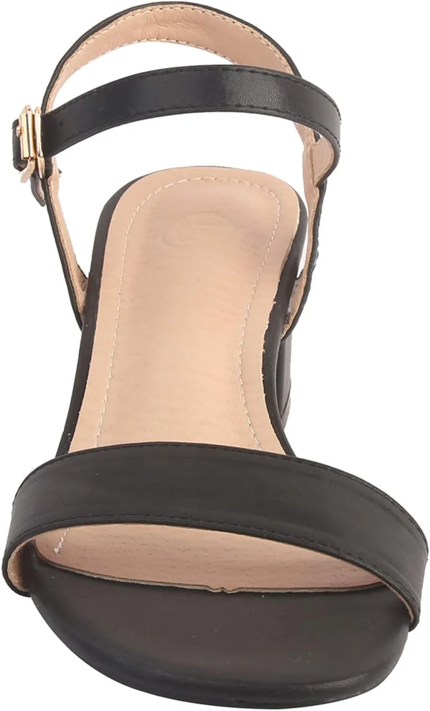DADAWEN Women's Open Toe Ankle Strap Glitter Low Block Chunky Heels Sandals Dress Pumps Shoes