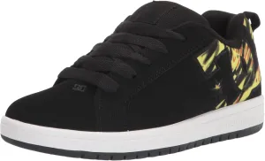 DC Boy's Court Graffik Low Top Skate Shoe Sneaker, Black/Fluorescent Yellow, 11 Big Kid