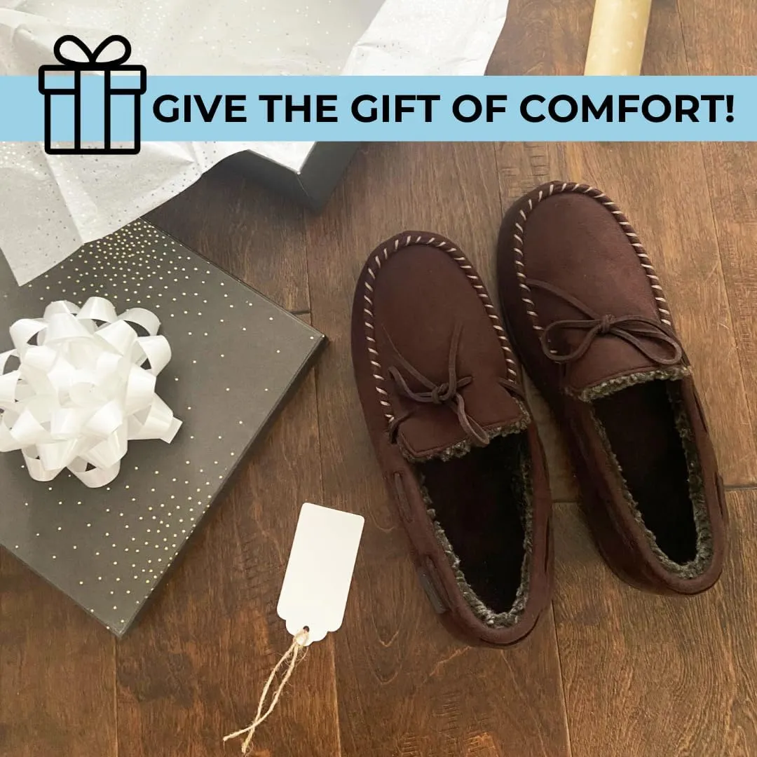 Dearfoams Gifts for Men, Dad, Brother, Husband - Men's Moccasin Slippers - Breathable Memory Foam Toby Men's Slipper