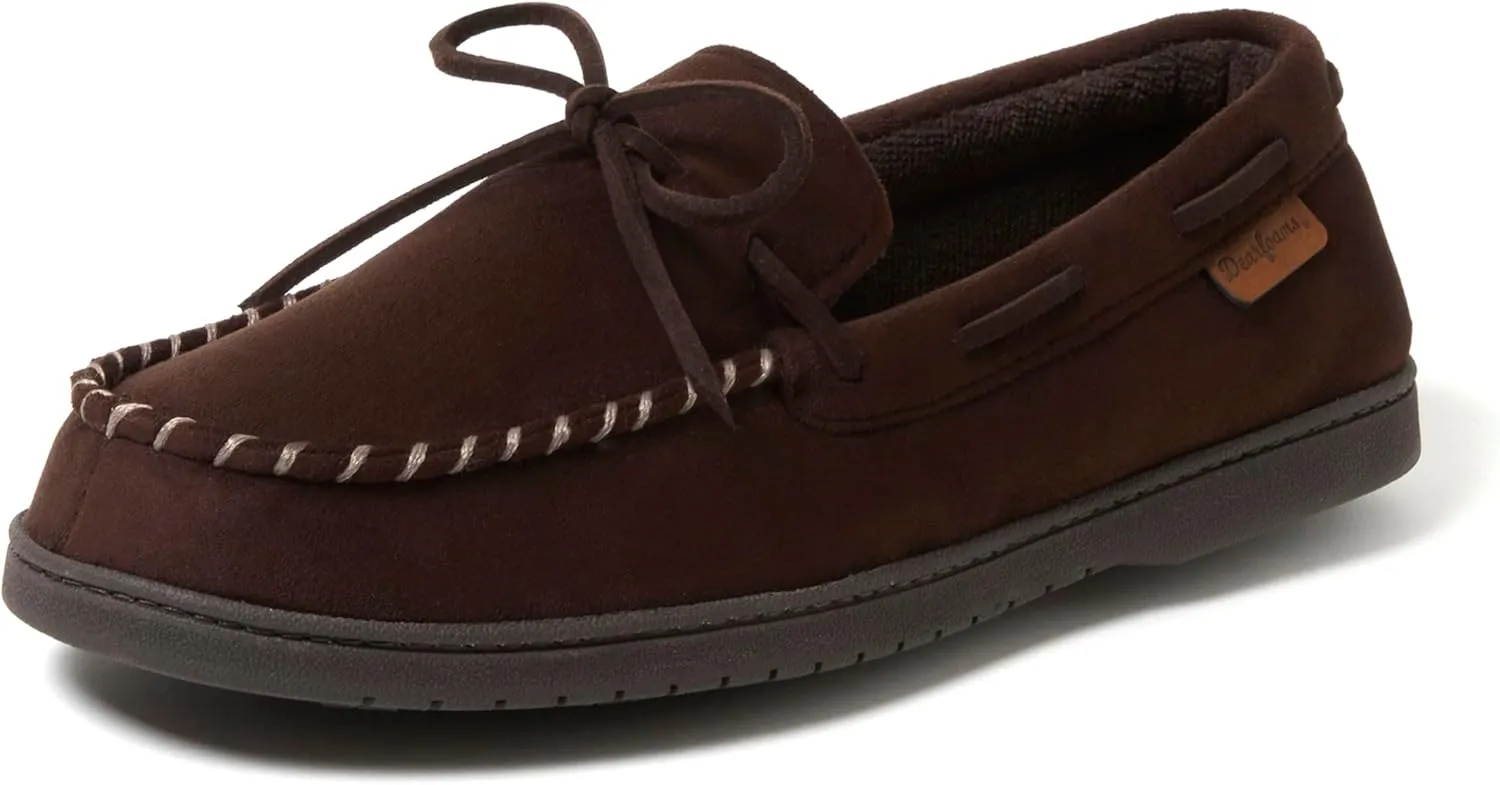 Dearfoams Gifts for Men, Dad, Brother, Husband - Men's Moccasin Slippers - Breathable Memory Foam Toby Men's Slipper
