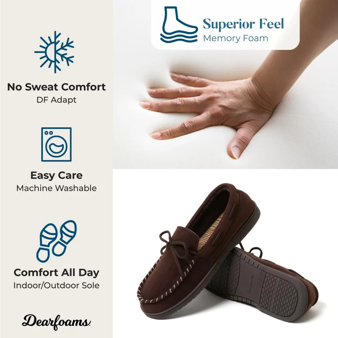 Dearfoams Gifts for Men, Dad, Brother, Husband - Men's Moccasin Slippers - Breathable Memory Foam Toby Men's Slipper