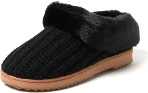 Dearfoams Gifts for Women, Mom, Sister, Wife - Fuzzy Fluffy Memory Foam Slipper - Hannah Knit Clog House Shoe House Slipper
