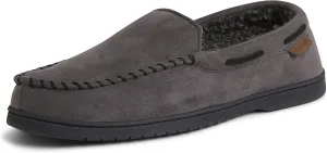 Dearfoams Men's Breathable Memory Foam Indoor Outdoor Keaton Moccasin Slipper with Wide Widths