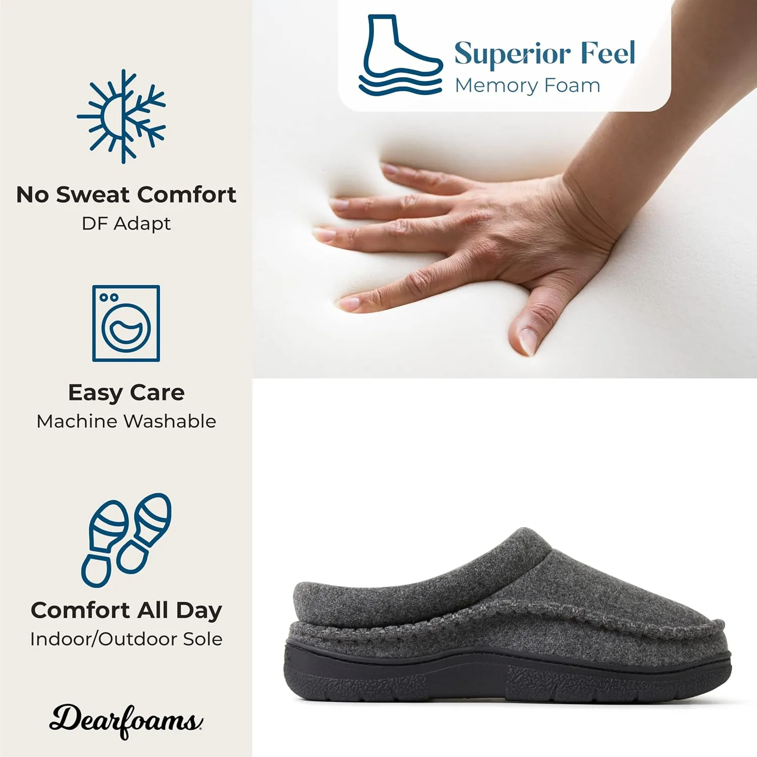 Dearfoams Men's Thompson Memory Foam Indoor/Outdoor Clog Slipper