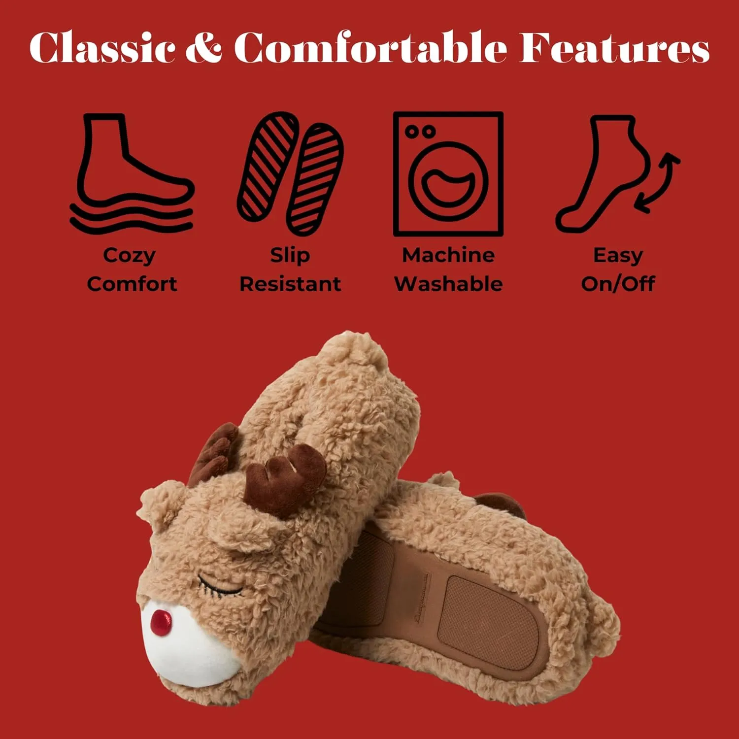 Dearfoams Unisex-Adult Matching Family Holiday Christmas Reindeer & Turkey Scuff Slipper