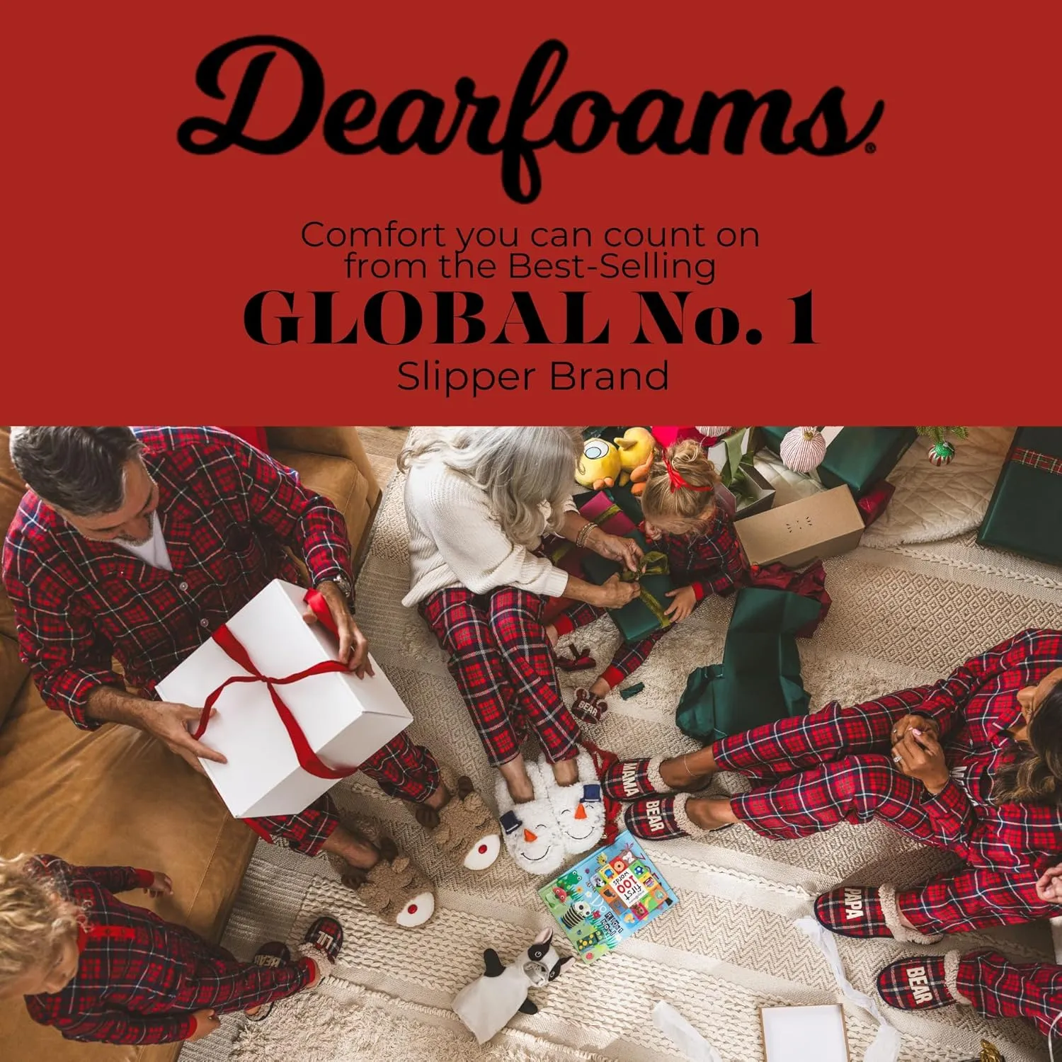 Dearfoams Unisex-Adult Matching Family Holiday Christmas Reindeer & Turkey Scuff Slipper