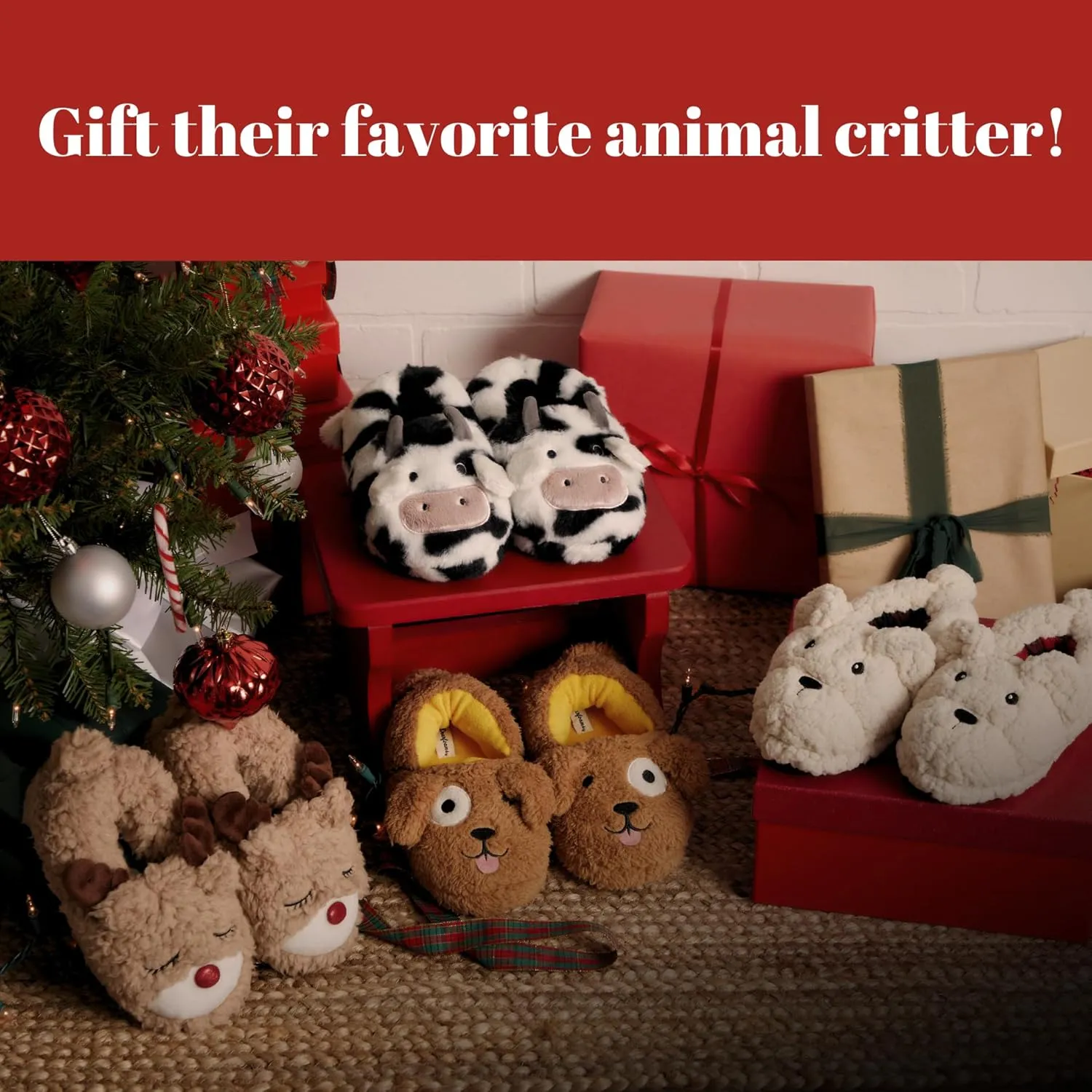Dearfoams Unisex-Adult Matching Family Holiday Christmas Reindeer & Turkey Scuff Slipper