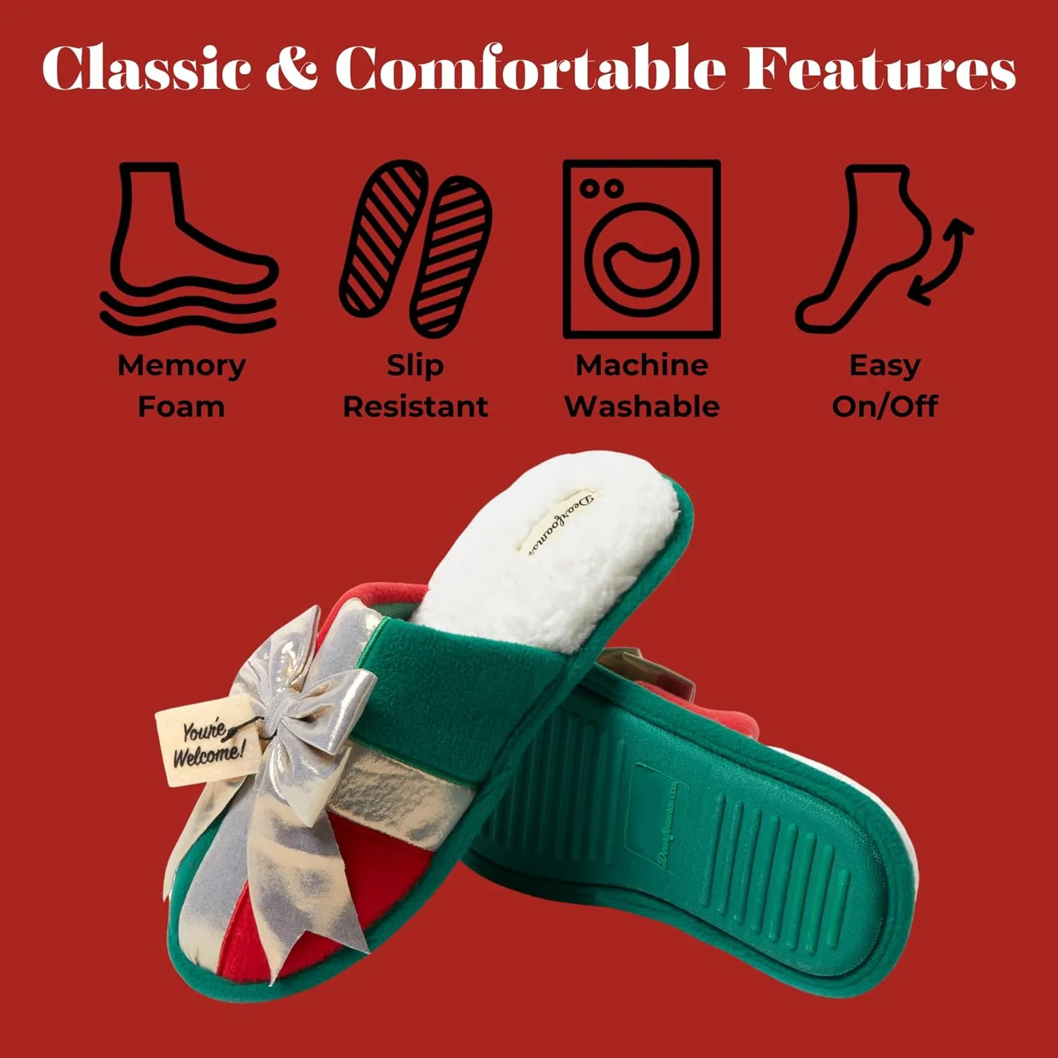 Dearfoams unisex adult Ugly Sweater Christmas Slippers for Men and Women