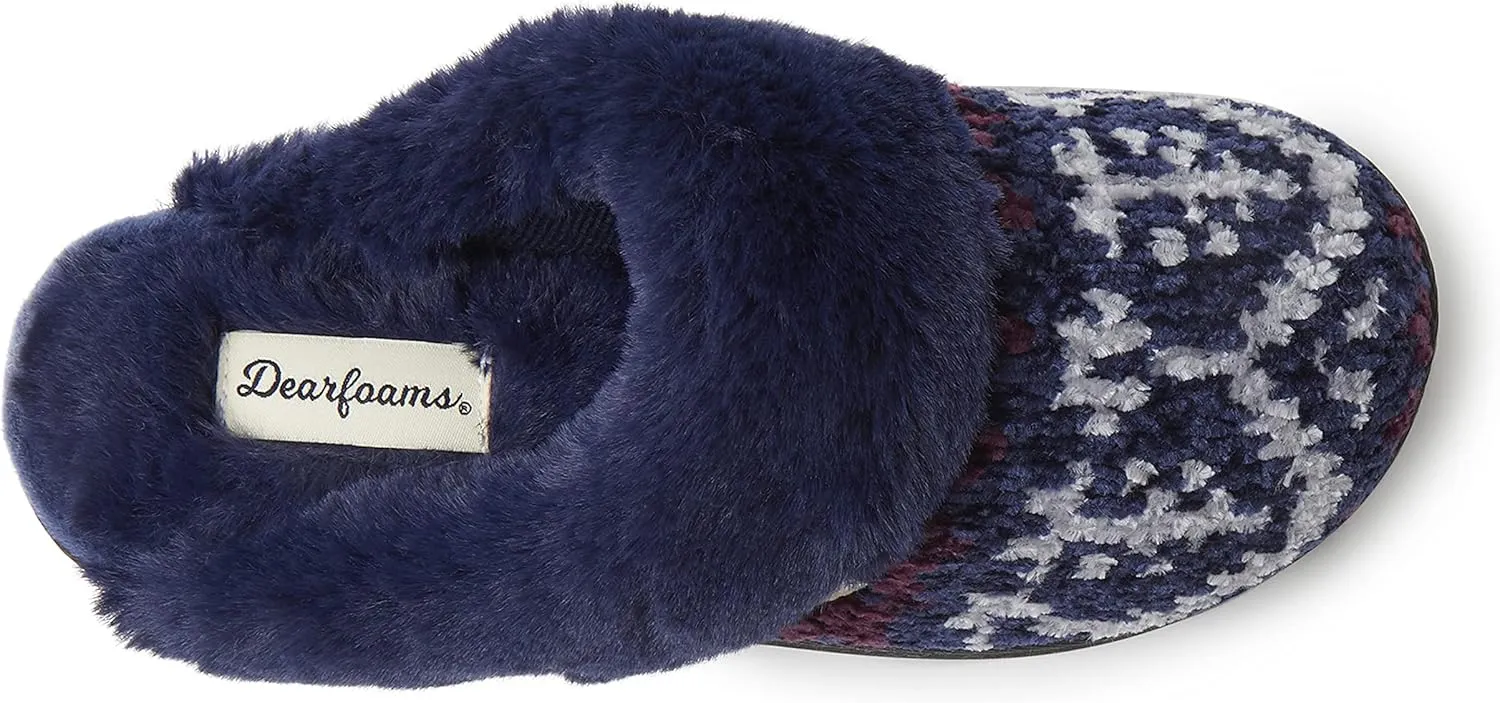 Dearfoams Women's Allison Chenille Fairisle Scuff Slipper