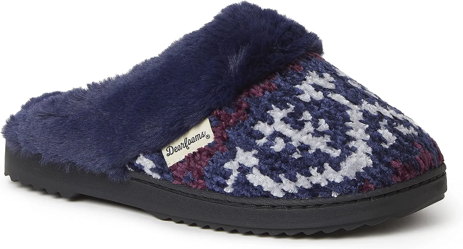 Dearfoams Women's Allison Chenille Fairisle Scuff Slipper
