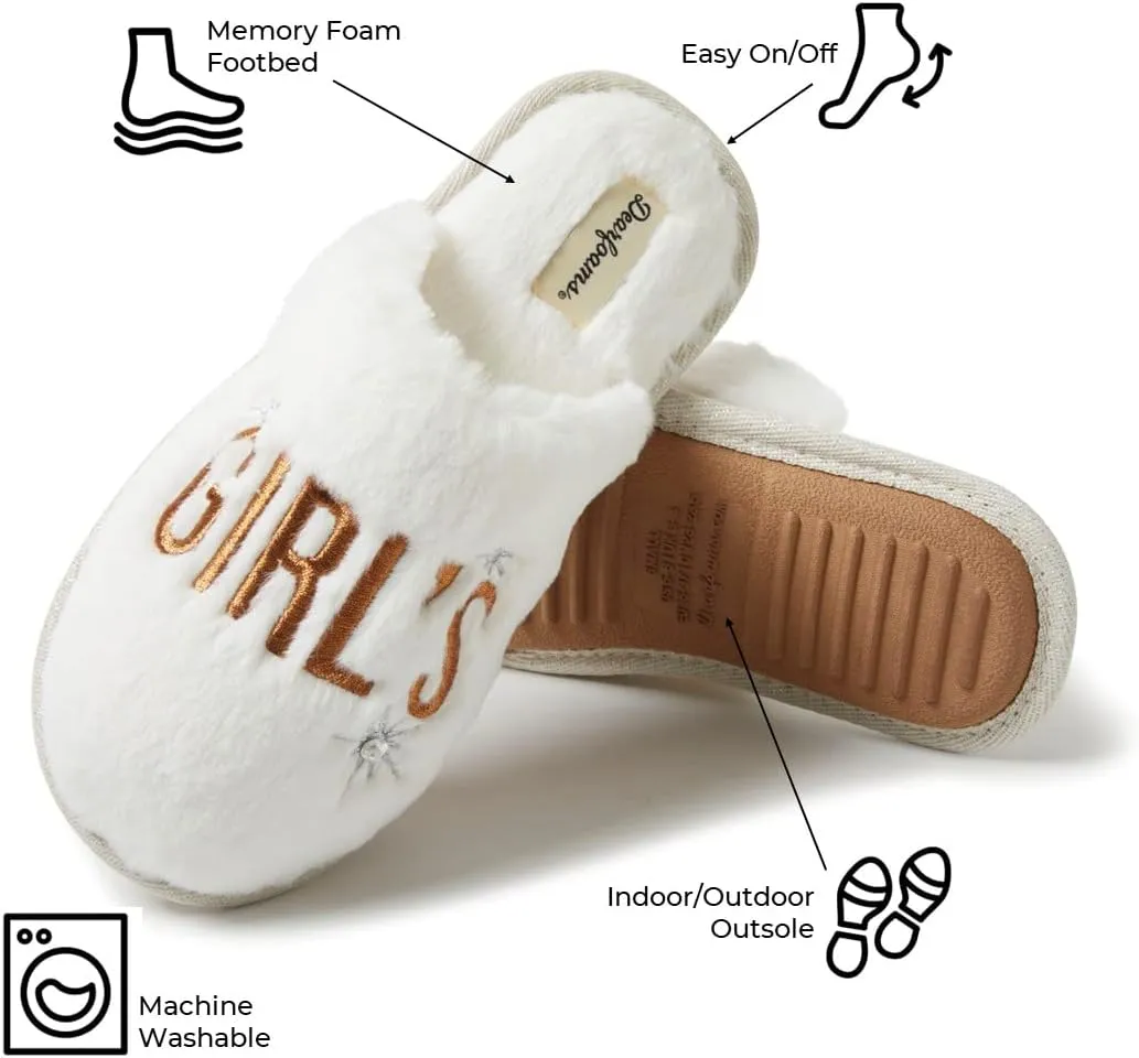 Dearfoams Women's Bridal Slide-On Slipper