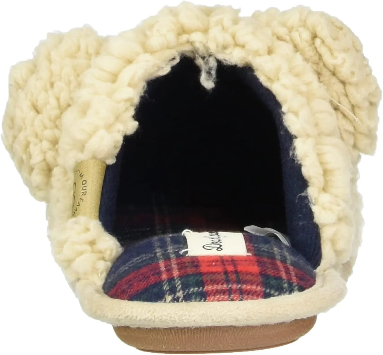 Dearfoams Women's Buffalo Check Lil Bear Scuff Slipper