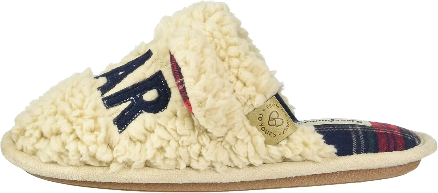 Dearfoams Women's Buffalo Check Lil Bear Scuff Slipper