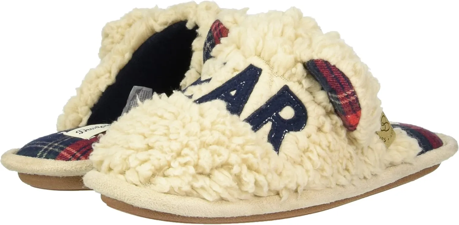 Dearfoams Women's Buffalo Check Lil Bear Scuff Slipper