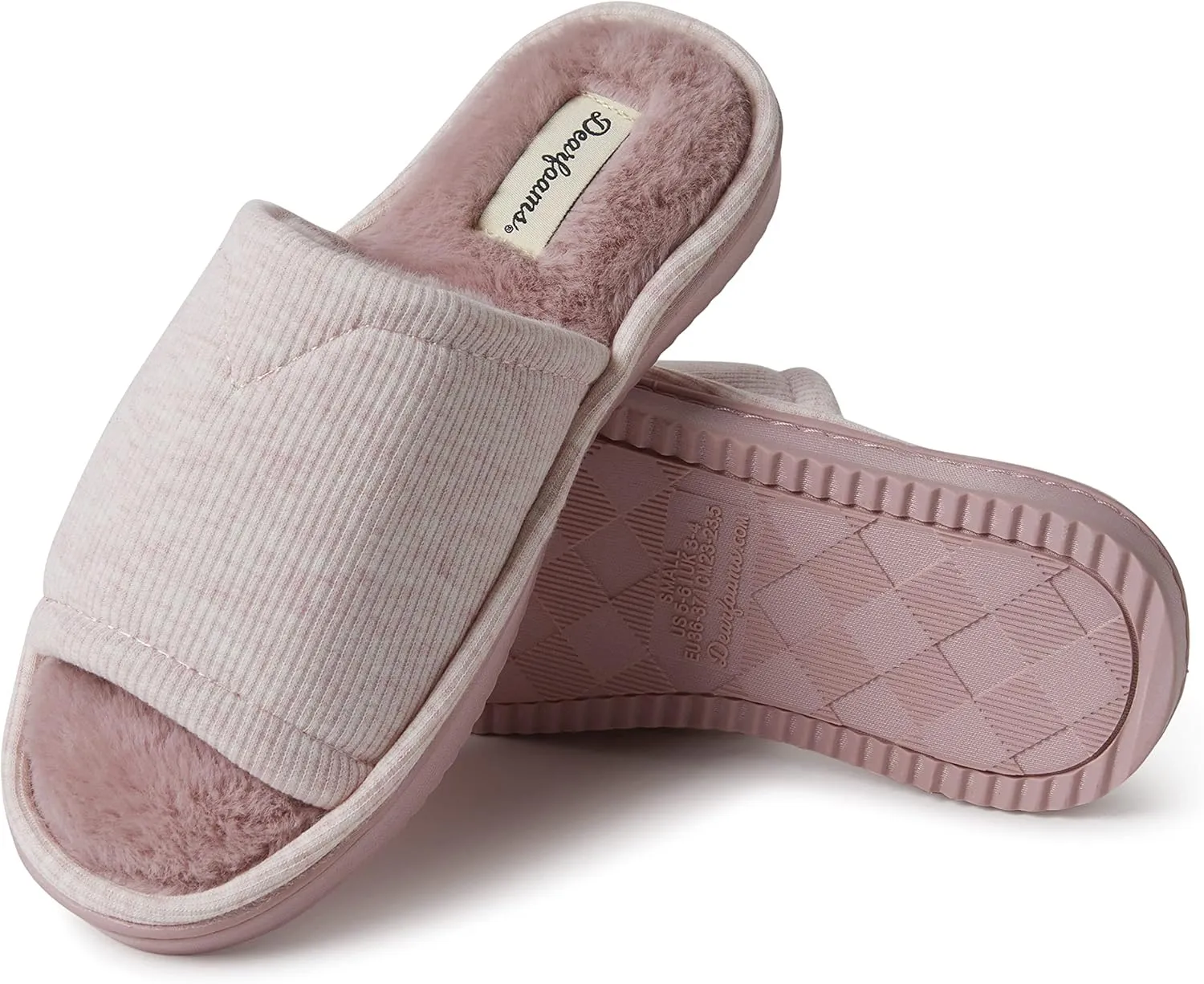 Dearfoams Women's Demi Rib Knit Slide Slipper