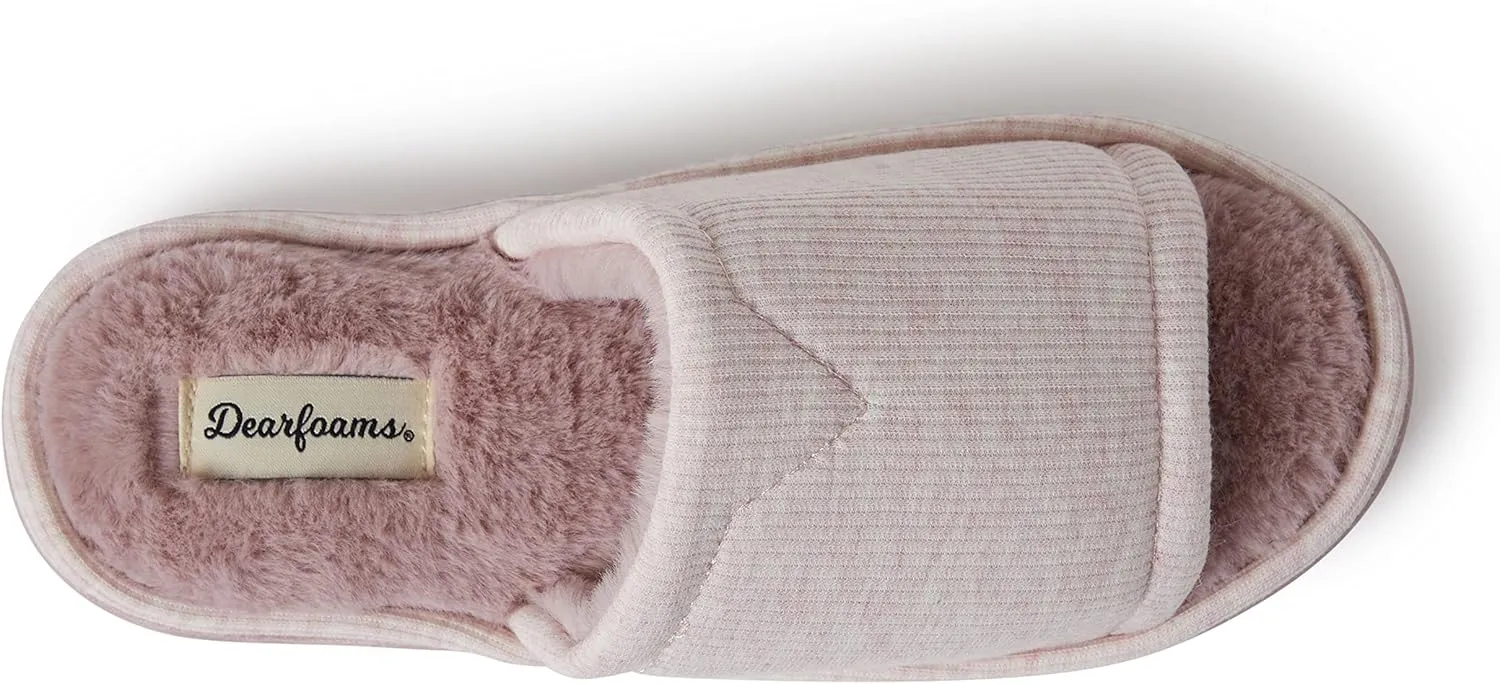 Dearfoams Women's Demi Rib Knit Slide Slipper