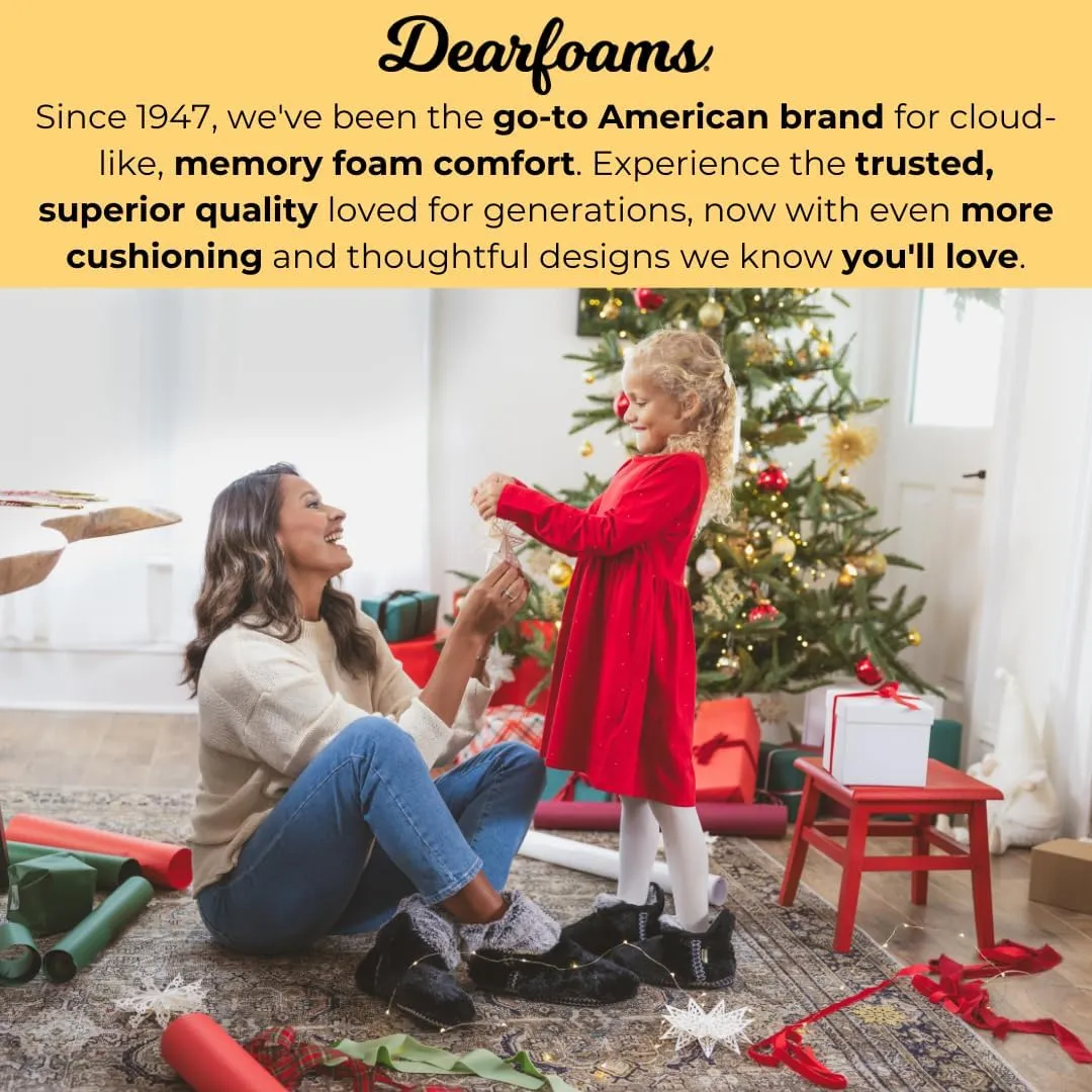 Dearfoams Women's Fuzzy Memory Foam Beth Bedroom Bootie Slipper Sock with Grippers